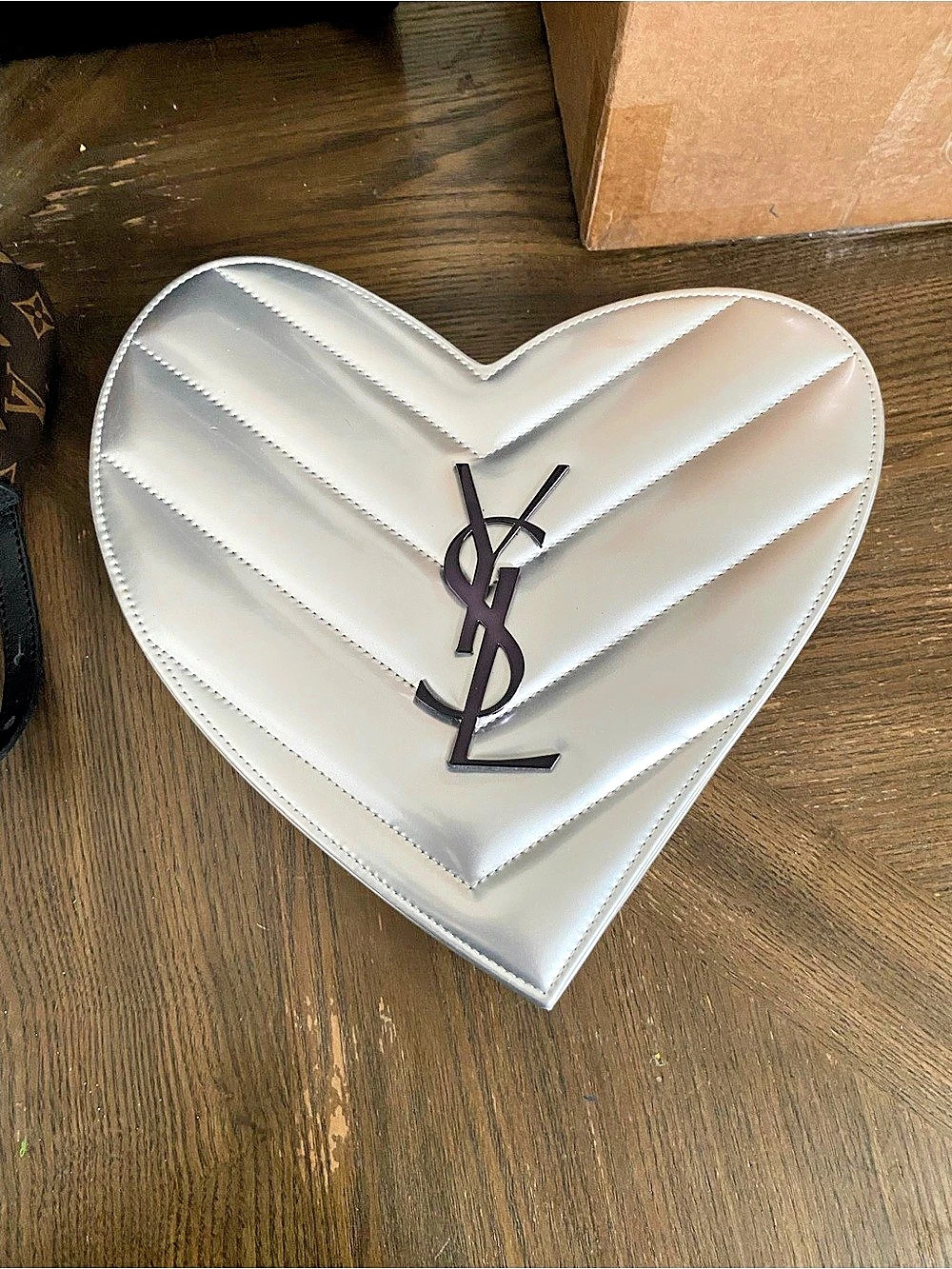 Yves Saint Laurent Beauté Heart Vanity Case Silver & Black
